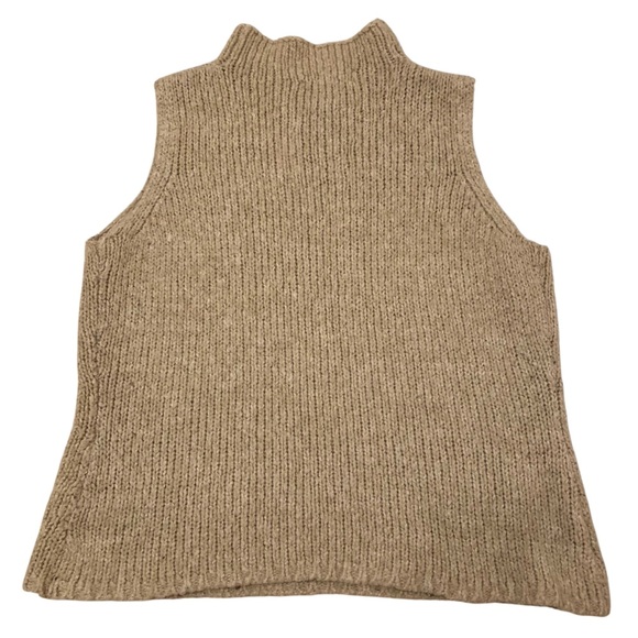 Vintage 90’s Chunky Knit Wool Blend Sweater Vest Women’s Small Tan Boho Indie - Picture 3 of 5